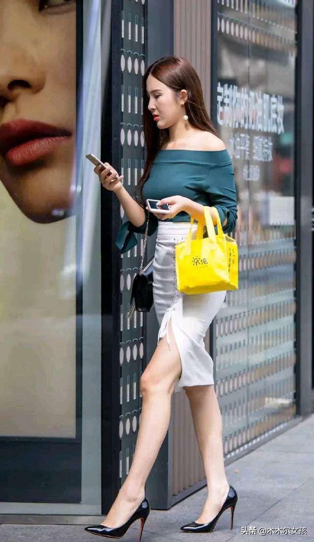 街拍穿搭，高挑的美女小姐姐时尚成熟高贵