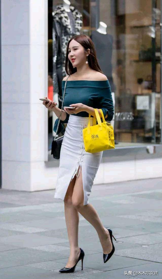 街拍穿搭，高挑的美女小姐姐时尚成熟高贵